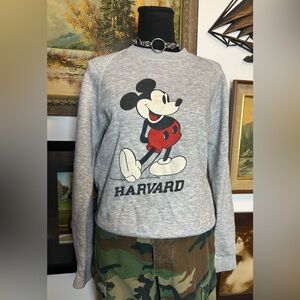 Vintage 80s Mickey Mouse HARVARD Crewneck Sweatshirt Size Small
